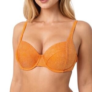 Victoria’s Secret PINK Orange Sparkle Push-Up Support Bikini Top L-DD G-DD NWT